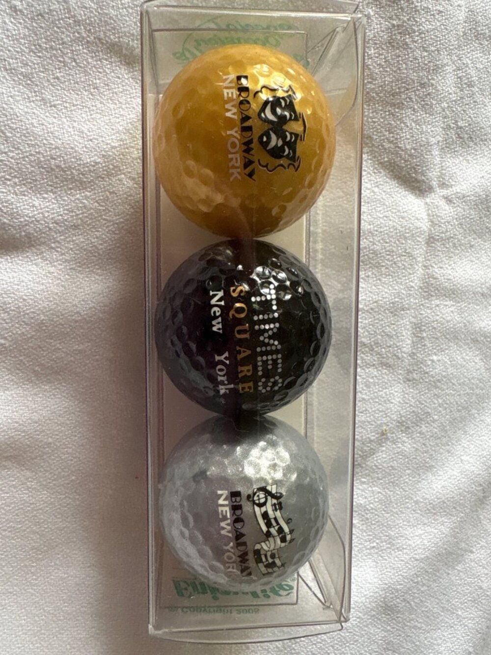 Y2K  New York Golf Balls Gift Set - Gold Black & Silver - Broadway & Times Squar